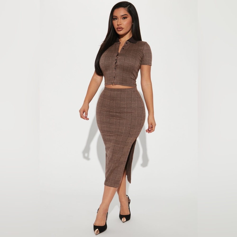 Fashion Nova Set Another Day Plaid Skirt (size S)